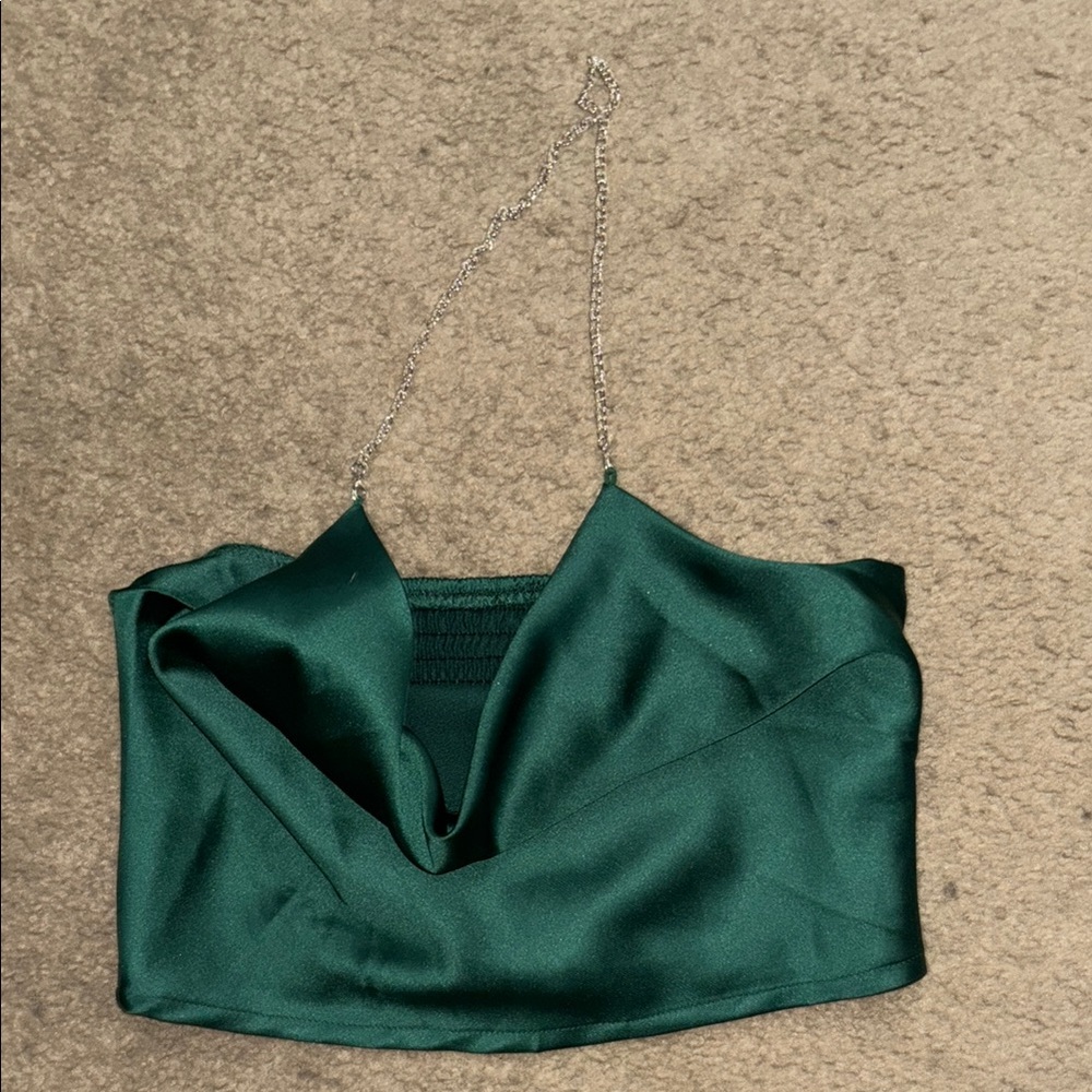 Elegant Green Satin Women's Top